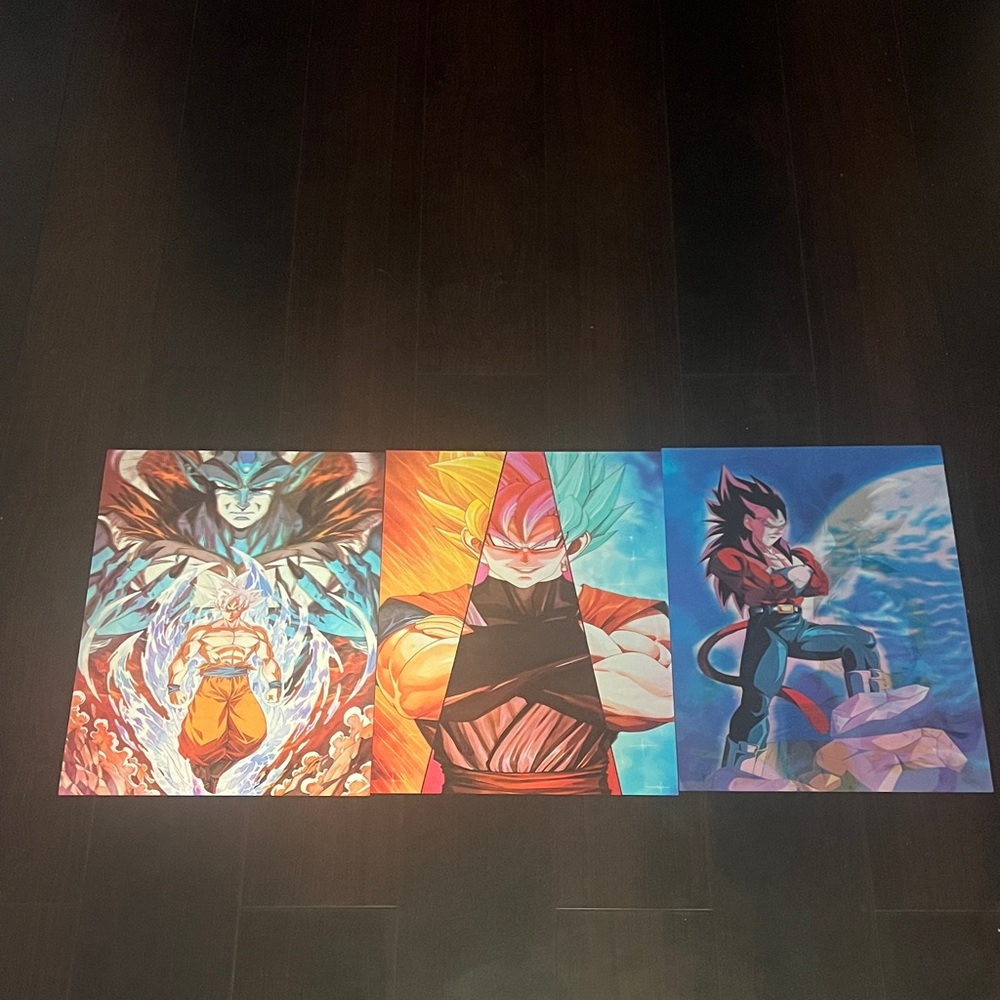 Colorful Dragon-Inspired Triptych Wall Art - Vibrant Home Art 3D posters